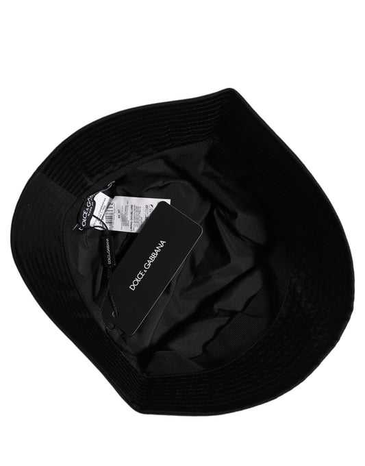 Men Black Nylon Wide Brim Bucket Capello Hat