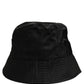 Men Black Nylon Wide Brim Bucket Capello Hat