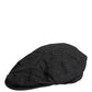 Men Black Cotton Flat Cloth Newsboy Cap Hat