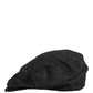 Men Black Cotton Flat Cloth Newsboy Cap Hat