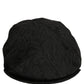 Men Black Floral Jacquard Newsboy Capello Hat
