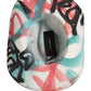 Men White Graffiti Wide Brim Fedora Capello Hat