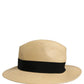 Men Beige Paper Straw Fedora Panama Capello Hat