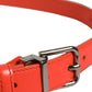Red Leather Silver Metal Buckle Cintura Belt