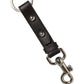 Black Plain Leather Silver Brass Keyring Holder Keychain
