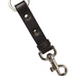 Black Plain Leather Silver Brass Keyring Holder Keychain