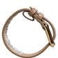 Brown Embossed Leather Gold Buckle Belt Strap Bracelet