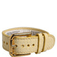 Beige Embossed Leather Gold Buckle Belt Strap Bracelet