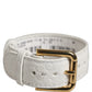White Embossed Leather Gold Buckle Belt Strap Bracelet