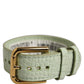 Green Embossed Leather Gold Buckle Belt Strap Bracelet