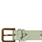 Green Embossed Leather Gold Buckle Belt Strap Bracelet