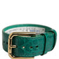 Green Embossed Leather Gold Buckle Belt Strap Bracelet