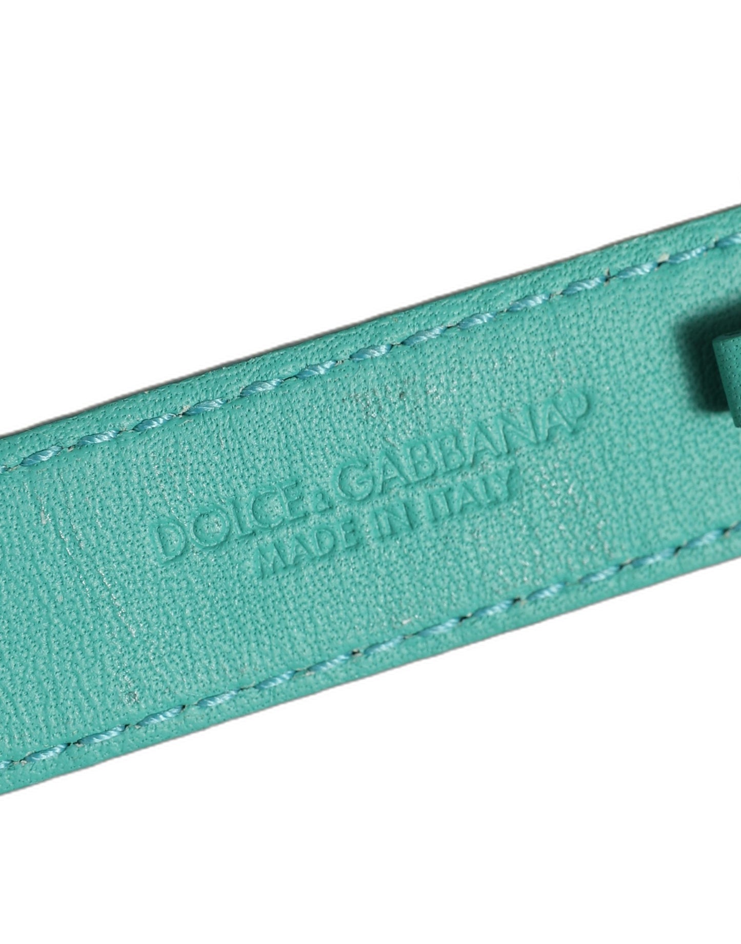 Blue Embossed Leather Gold Buckle Belt Strap Bracelet