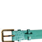 Blue Embossed Leather Gold Buckle Belt Strap Bracelet
