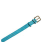 Turquoise Texture Leather Gold Buckle Belt Strap Bracelet