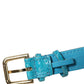 Turquoise Texture Leather Gold Buckle Belt Strap Bracelet