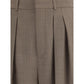 Beige Wool Casual Pants