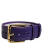Violet Textured Leather Gold Buckle Belt Strap Bracelet