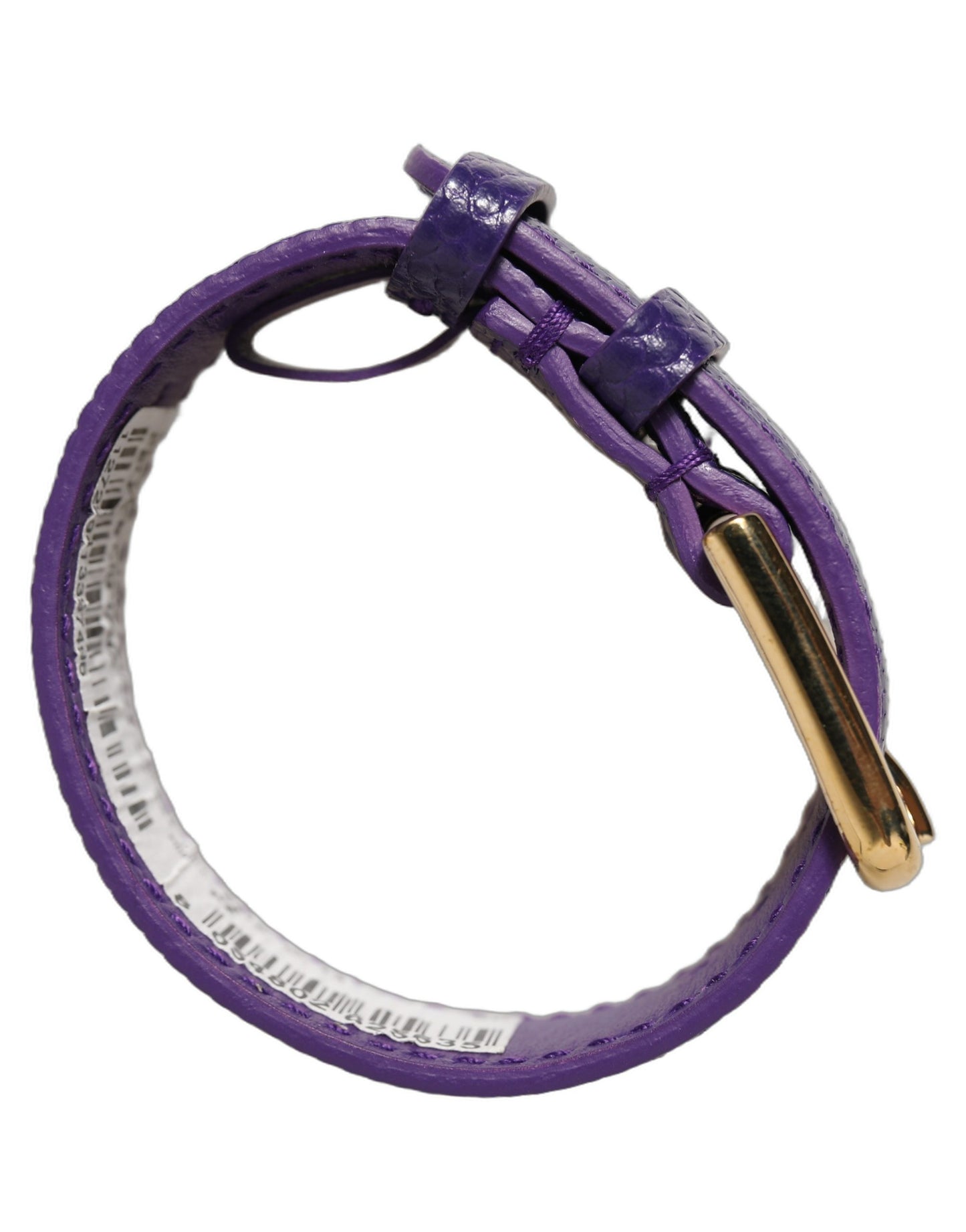 Violet Textured Leather Gold Buckle Belt Strap Bracelet