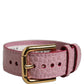 Pink Embossed Leather Gold Buckle Belt Strap Bracelet