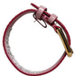 Pink Embossed Leather Gold Buckle Belt Strap Bracelet