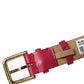 Red Calfskin Leather Gold Buckle Belt Strap Bracelet