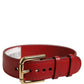 Red Calfskin Leather Gold Buckle Belt Strap Bracelet