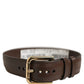 Brown Calfskin Leather Gold Buckle Belt Strap Bracelet