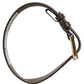 Brown Calfskin Leather Gold Buckle Belt Strap Bracelet