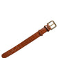 Brown Textured Leather Gold Buckle Belt Strap Bracelet
