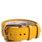 Yellow Textured Leather Gold Buckle Belt Strap Bracelet