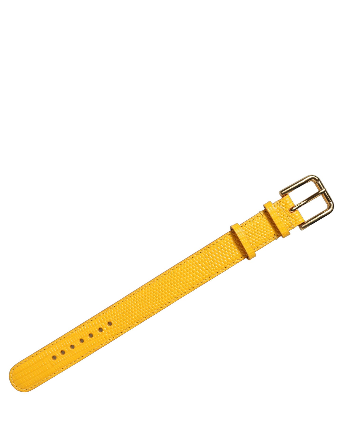 Yellow Textured Leather Gold Buckle Belt Strap Bracelet