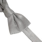 Men Gray 100% Silk Adjustable Neck Papillon Bow Tie