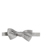 Men Gray 100% Silk Adjustable Neck Papillon Bow Tie