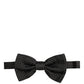 Men Black Polka Dot Silk Adjustable Neck Papillon Bow Tie