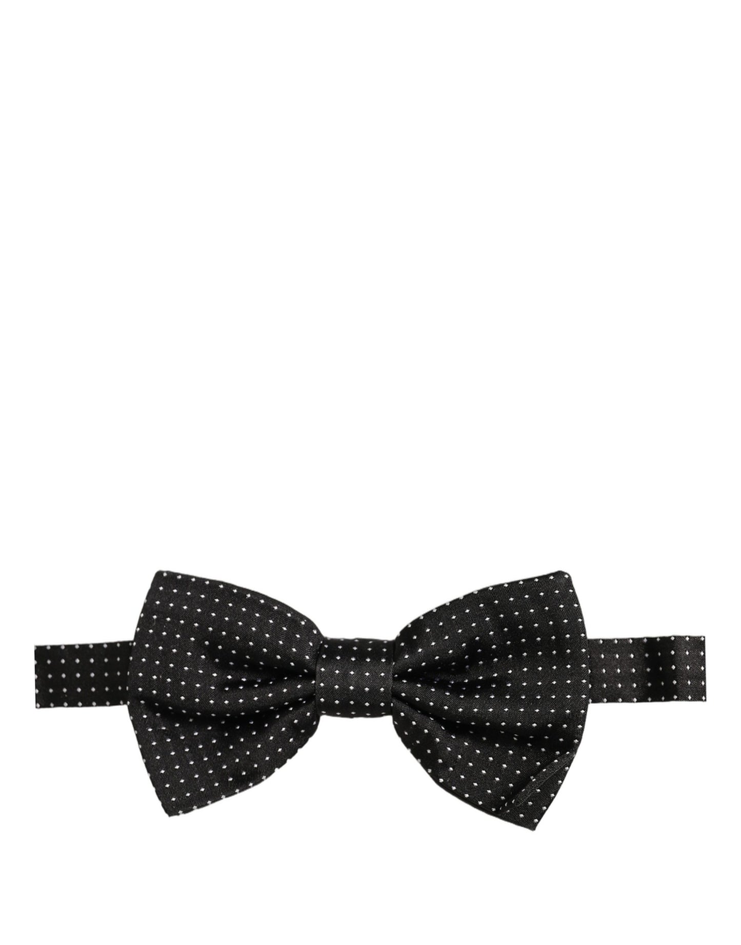 Men Black Polka Dot Silk Adjustable Neck Papillon Bow Tie