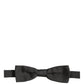 Men Black 100% Cotton Adjustable Neck Papillon Bow Tie