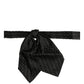 Men Black Pinstripe Silk Adjustable Neck Papillon Bow Tie