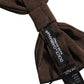 Men Brown 100% Silk Adjustable Neck Papillon Bow Tie