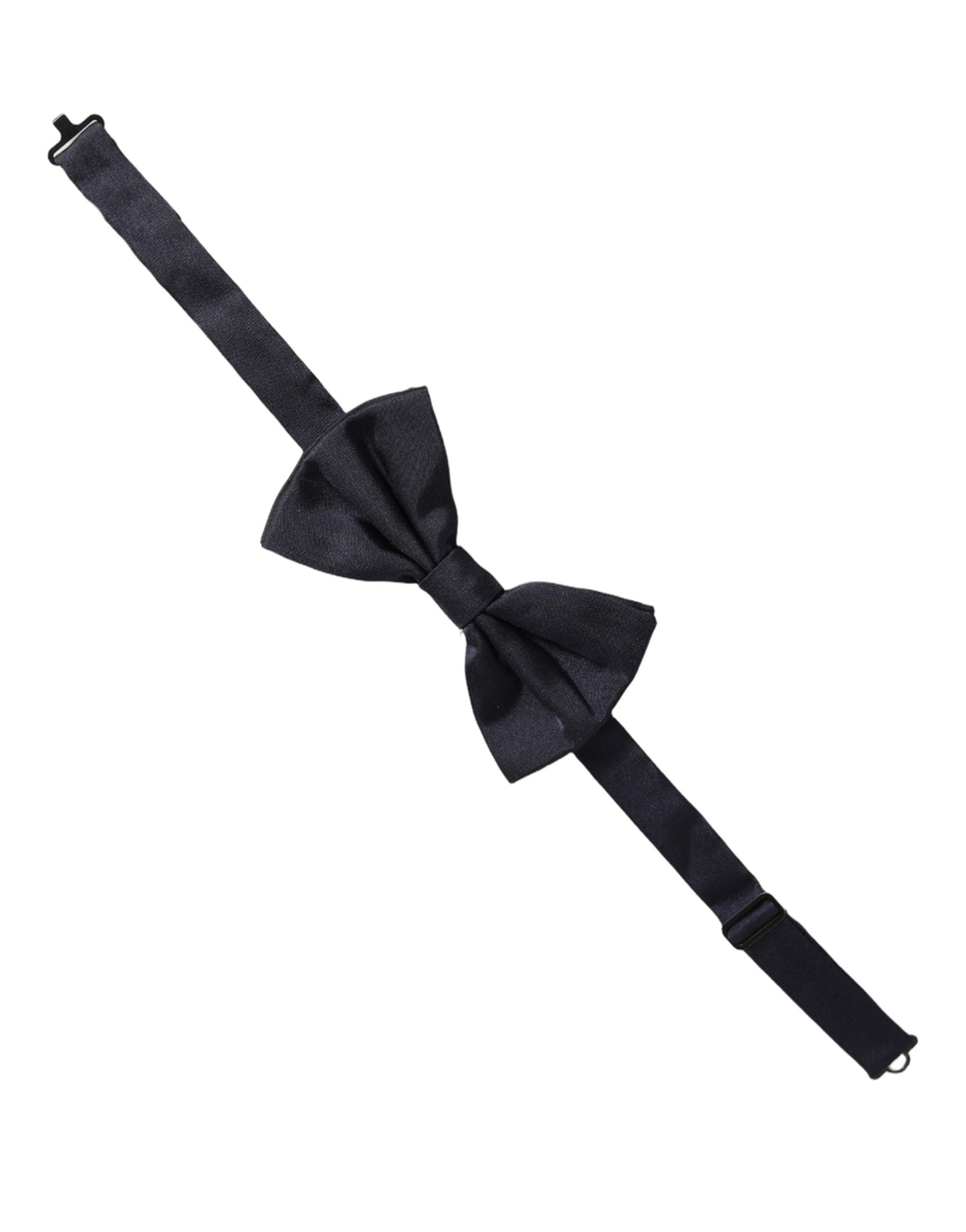Men Dark Blue Silk Adjustable Neck Papillon Bow Tie