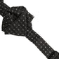 Men Black Polka Dot Silk Adjustable Neck Papillon Bow Tie