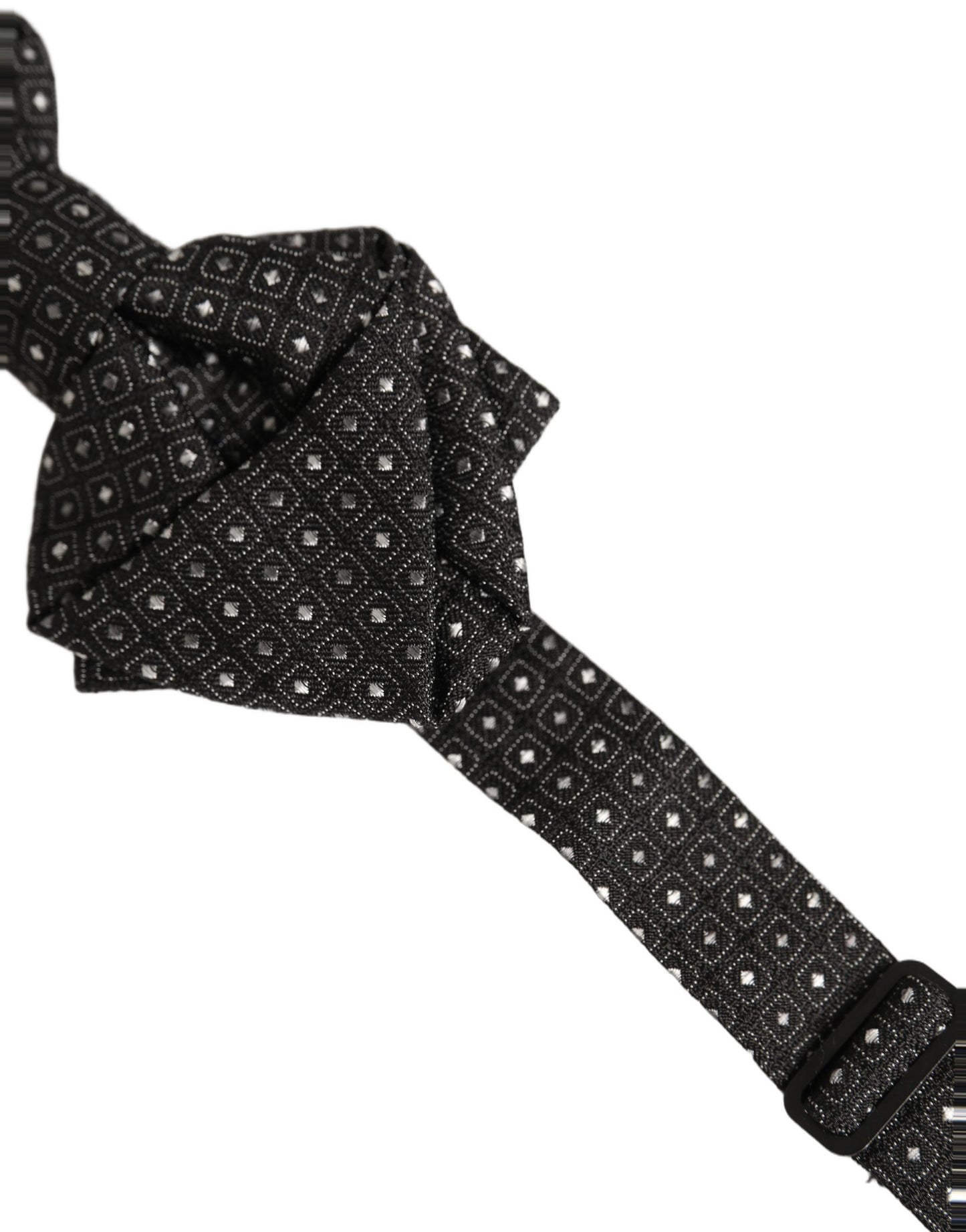 Men Black Polka Dot Silk Adjustable Neck Papillon Bow Tie