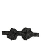 Men Black Polka Dot Silk Adjustable Neck Papillon Bow Tie