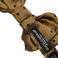 Men Brown Polka Dot Silk Adjustable Neck Papillon Bow Tie