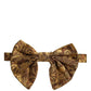 Men Brown Floral Silk Adjustable Neck Papillon Bow Tie