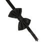 Men Black Pinstripe Silk Adjustable Neck Papillon Bow Tie