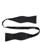 Men Black 100% Silk Adjustable Neck Papillon Bow Tie