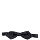 Men Dark Blue 100% Silk Adjustable Neck Papillon Bow Tie