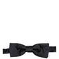 Men Dark Blue 100% Silk Adjustable Neck Papillon Bow Tie