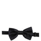 Men Black 100% Silk Adjustable Neck Papillon Bow Tie